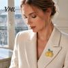 Alloy Lemon Jewelry Double Rhinestone Brooch Pin, Yellow Lapel Pin for Women Decorative Men, Fruit Badge Suit Jackets and Bags