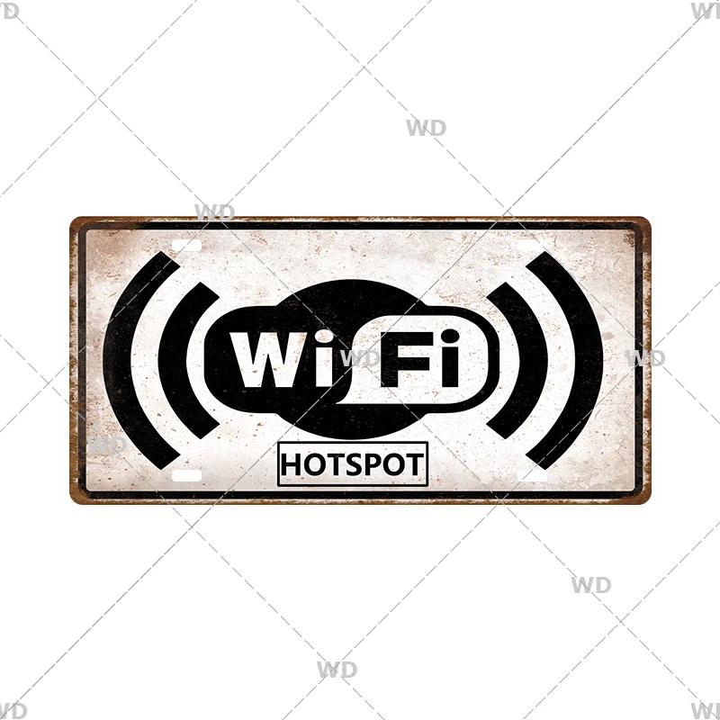 Smile WIFI Toile Caution License Plate Store Wall Decor Restrooms Tin Sign Vintage Road Guide Metal Sign Painting Plaques Poster