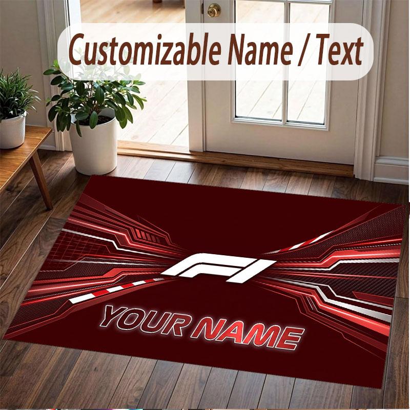 Custom Rug F1 Pattern Print Name Text Soft Non‑Slip Floor Carpet for Home Indoor Decoration