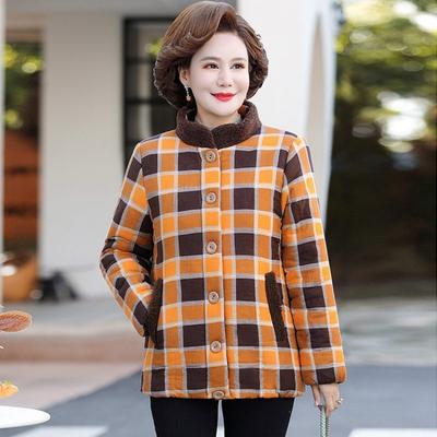 Winter New Cotton and Linen Small Floral Fleece and Cotton Short Cotton-padded Jacket Medium and Old Warm Jacket Cotton-padded Jacket