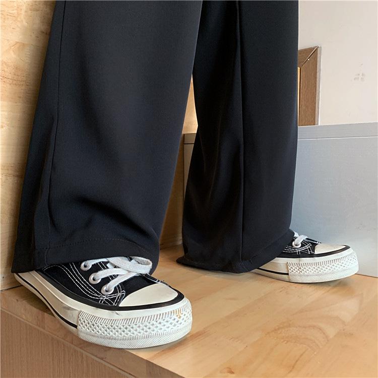 2025 Autumn Purple High-Waist Loose Straight-Leg Drape Trousers