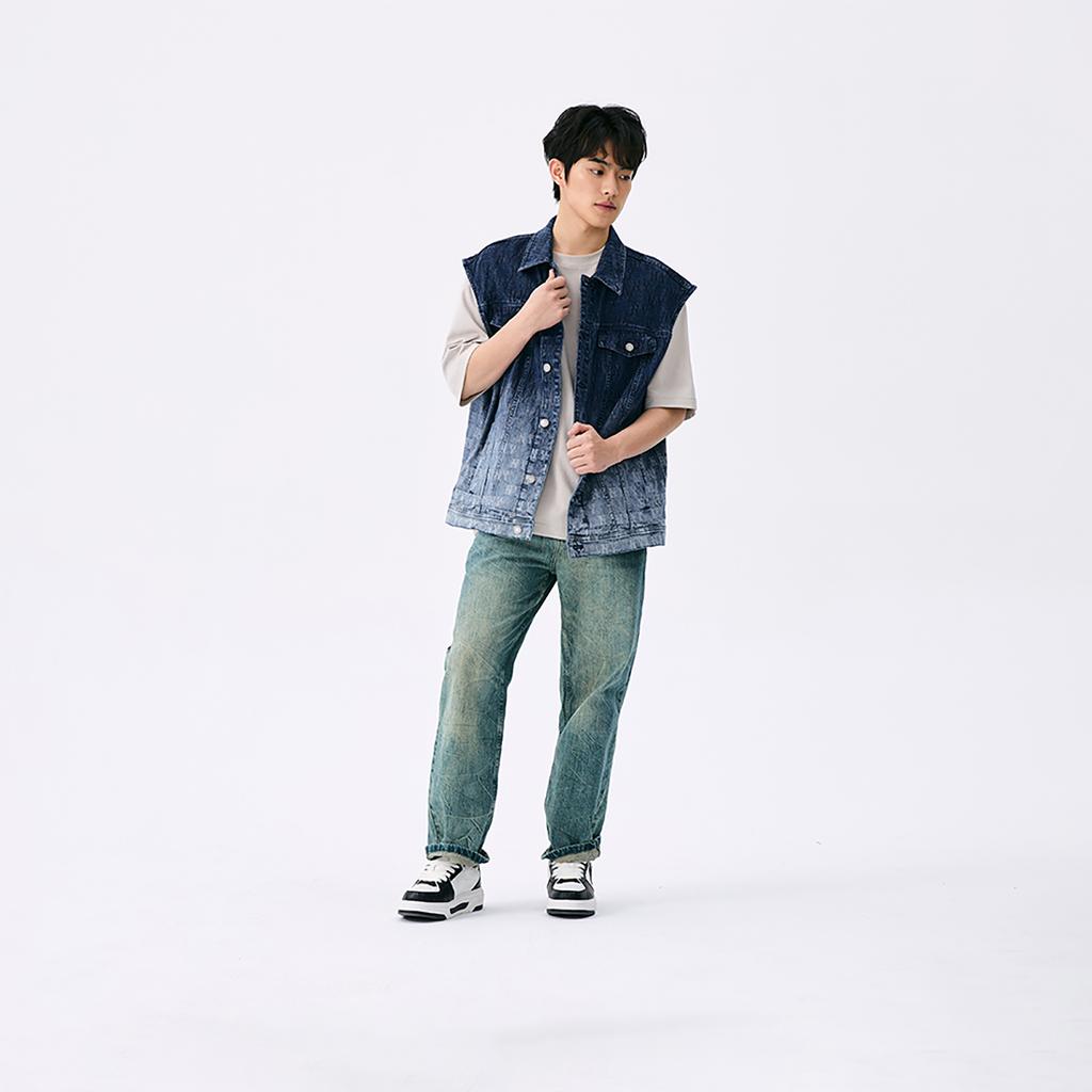 New MLB MONOGRAM Collection New York Yankees SS25 Denim Vest Unisex Dark Navy Blue 3AVTM0151-50NYD