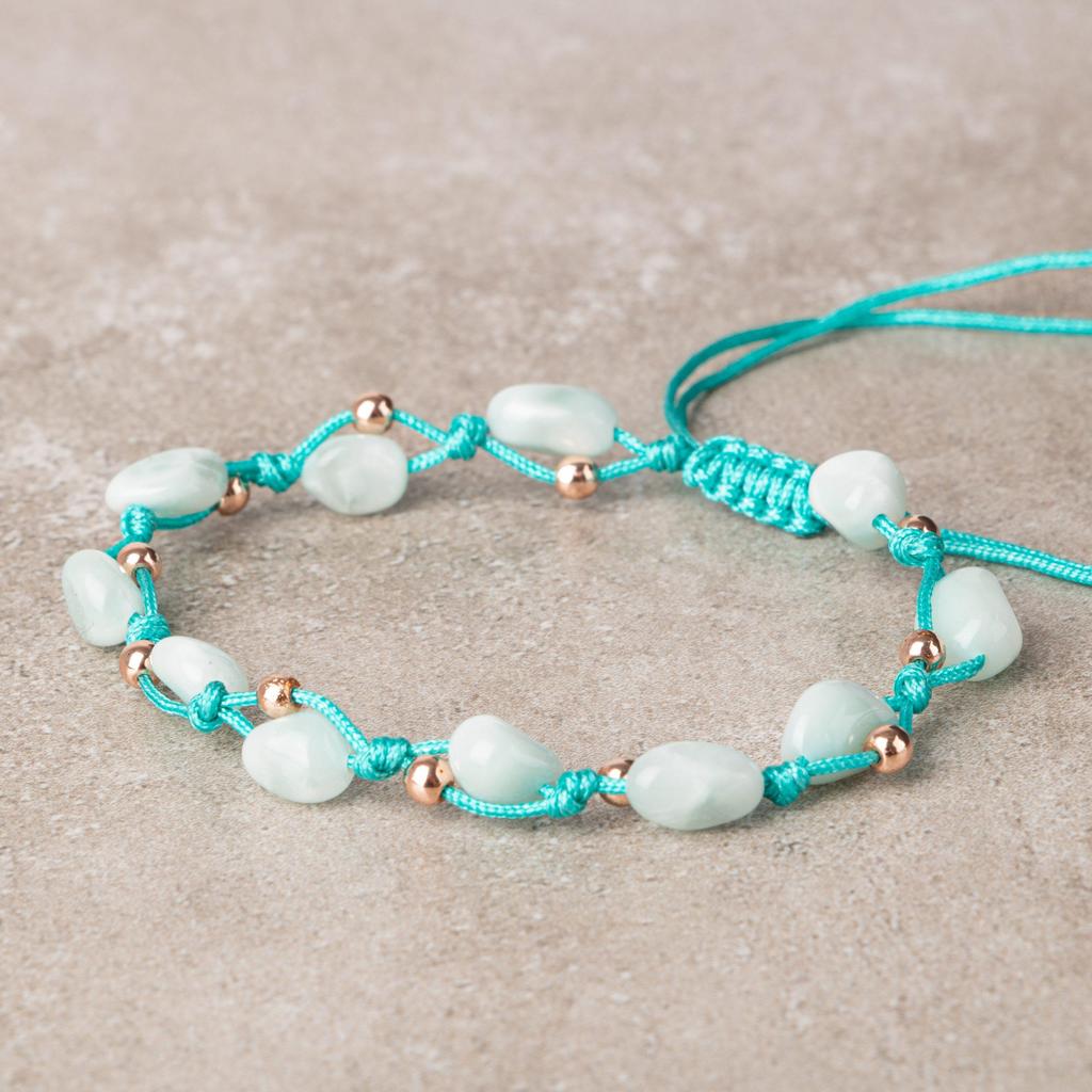 Blue Agate Natural Cut Natural Stone Macrame Bracelet