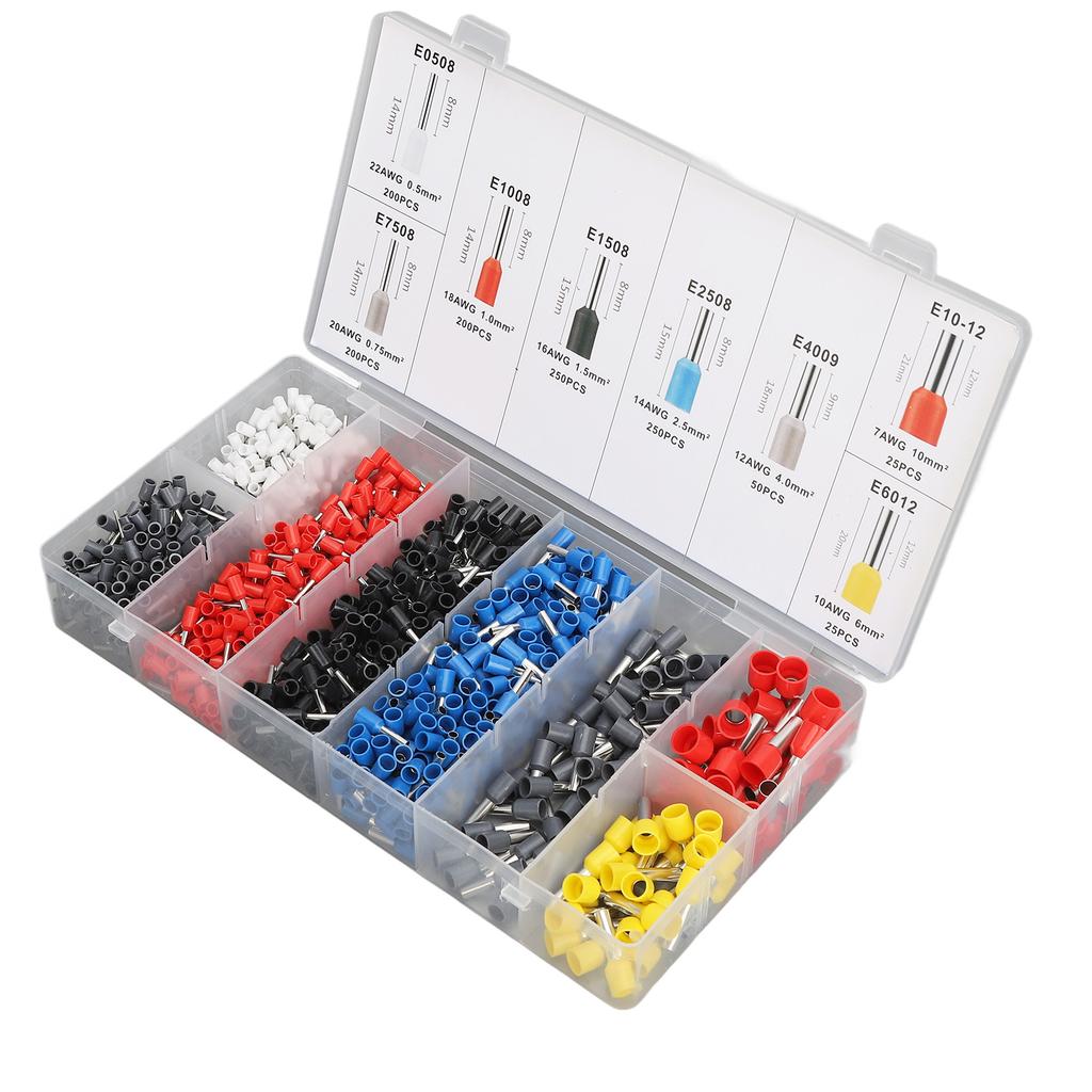 1200 Pcs Wire Crimp Terminal Assortment Kit Cold Pressed Electrical Wire Connectors for Home Automotive