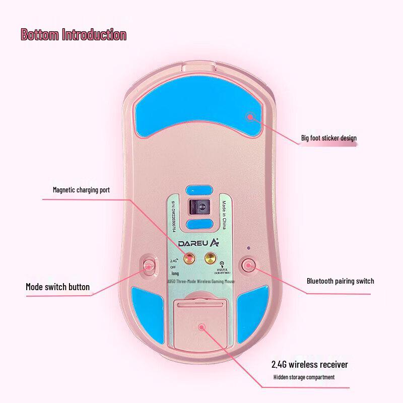 Dareu A950 Tri-Mode Lightweight Gaming Mouse with Charging Dock