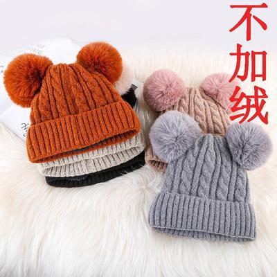 Gorro de Tricô Infantil Inverno Adulto Engrossado Pelúcia Dupla Bola Pom Pom Gorro Puxar Gorro Quente Fofo Lã Gorro Masculino