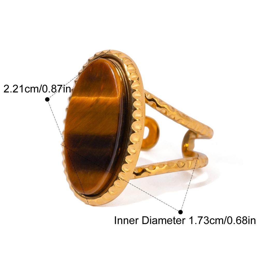 Korean Style Turquoise Metal Ring Geometric Wide Finger Buckle Retro Geometric Open Ring  Women