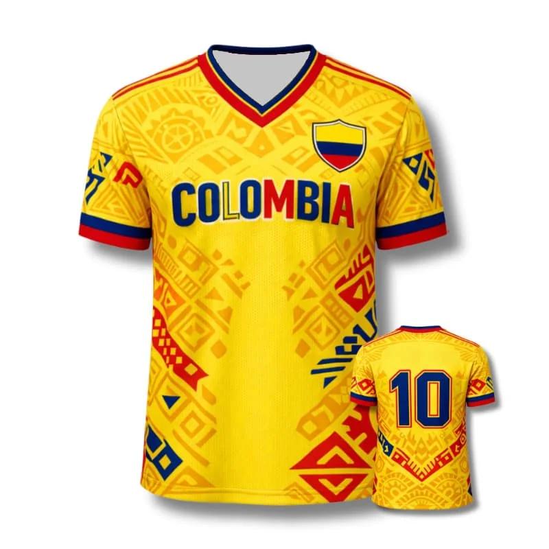 Maglia da Calcio 3D Colombia 2026 – Maglia Traspirante a Maniche Corte Unisex – Adatta per Allenamento all'Aperto e Tempo Libero