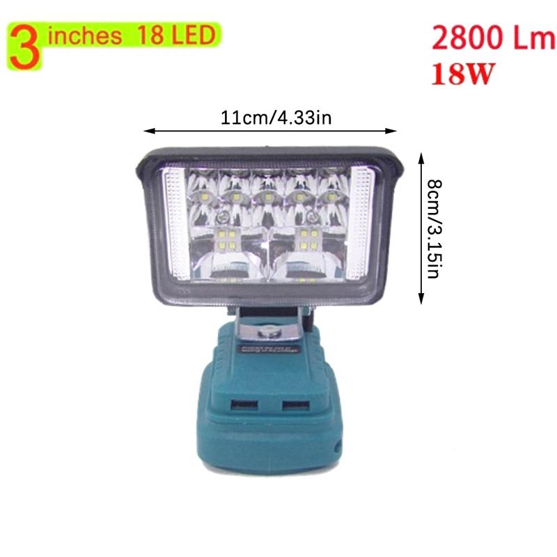 For Makita 18V Li-Ion Battery Led Work Light 3/4/6/8 Inch Flashlight Portable Emergency Flood Lamp Camping Lamp