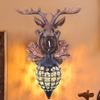 Deer Head Wall Light, Antler Wall Lamp, European Style Wall Mount Lighting, Bedroom Handmade Fixture W/ K9 Crystals & E12 Base