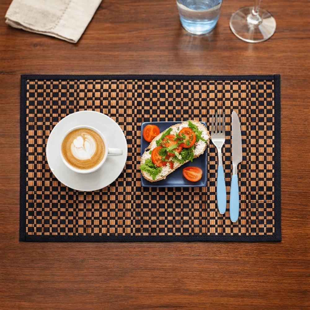 2PCS Heat-Resistant Bamboo Placemat Stain-Resistant Tea Table Mat Heat-insulating Pad  Banquets