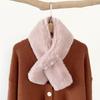 Soft waxy wind thickened solid color fluffy scarf to keep warm imitation Rex rabbit hair cross scarf plush collar women