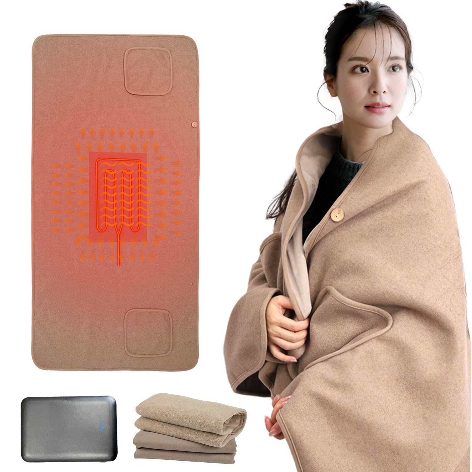 

Электрический Большой Размер Теплый Хлопок Можно Использовать как Плед или Машинная Стирка Идеально для или в качестве Подарка для Пожилых Людей Удлинительный Кабель и Зарядка Питание от USB