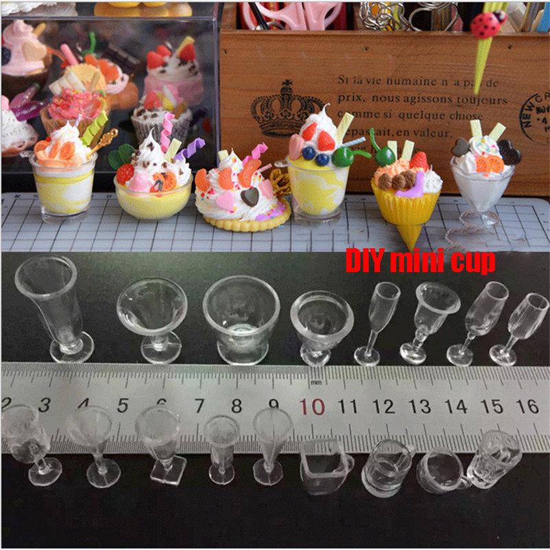 17Pc Clear Ice-Cream Sundae Mini Cup for Dollhouse Miniatures Food Supply Decor
