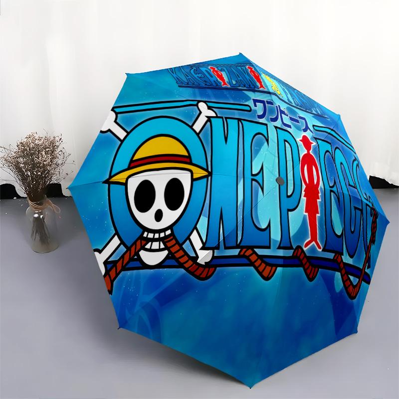 1 PC Automatic Folding Umbrella - Anime One Piece Pattern Portable Foldable Design With 8 Ribs Christmas Birthday Gifts