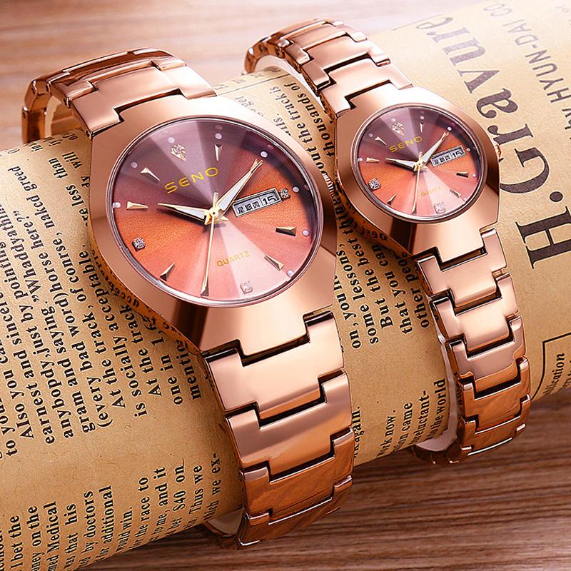 Men's Watch Brand High Quality Tungsten Steel Calendar Waterproof Clock Couple Watches Women's Fashion Quartz Wristwatch Gift
