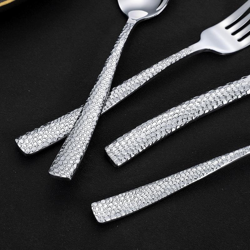 Crack Hammer Knife Fork Spoon 430 Stainless Steel Water Cube Western Tableware Steak Knife Fork Spoon