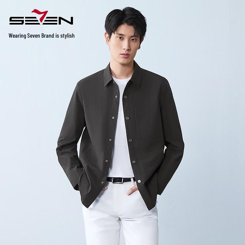Seven Brand Men's Mid-length Lapel Dark Texture Casual Jacket