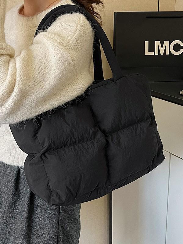 Nylon Padded Down Shoulder Bag 2023: Autumn/Winter Large Capacity Underarm Tote