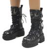 Europäische & Amerikanische Gothic Punk Metal Plateau Reißverschluss Stiefel, Damen Dark Style Martin Stiefel