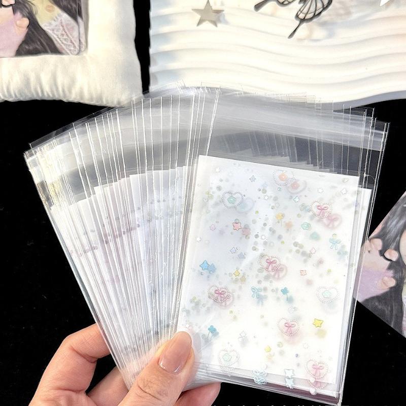 50Pcs Opp Plastic Bag Self Adhesive Transparent Plastic Bags Beads Jewelry Storage Packaging Gift Bag Small Card Holder