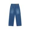 Jeans Jeans Feminino com Estampa de Letras MLB Perna Larga Caimento Solto Emagrecedor 3FDPV0261-50INS