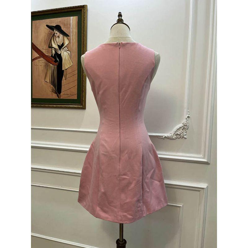 Summer New Foreign Trade Original Garment Fashion Nova Tipsy Pink Rose Tight Waist Dress Sweet Vest Dress