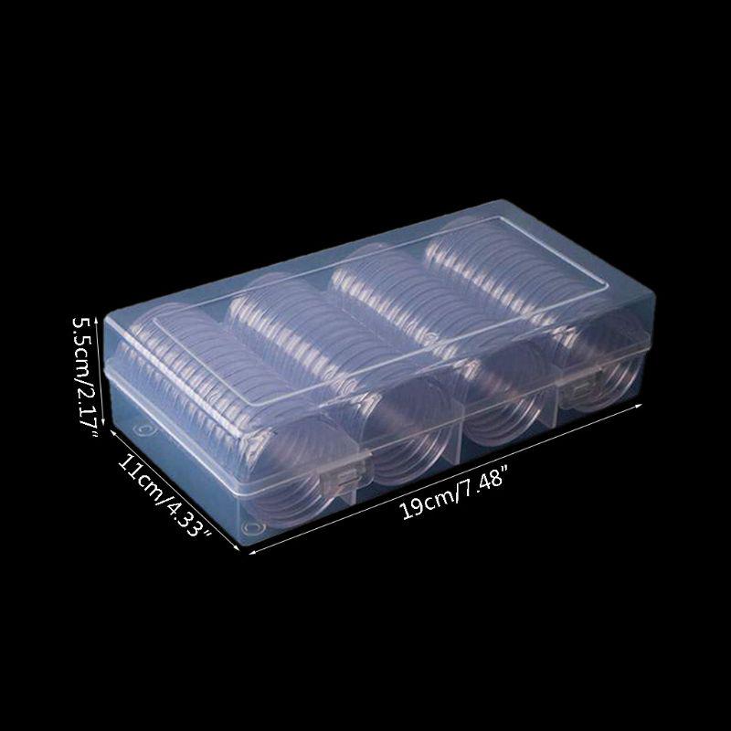 60pcs 41mm Coins Capsule Transparent Round Coin Container With Storage Box Collectable Coin Holder Display Capsule Holder Case