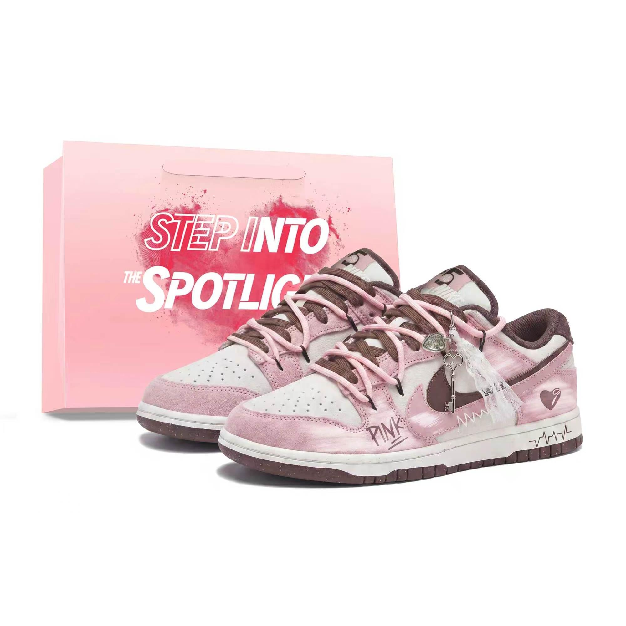 

Nike Dunk Quirky Handmade, Latte Pink Brown Cushioning Low top Skateboard Shoes Women s Brown Pink HV1800-101(Team1154-) 38.5