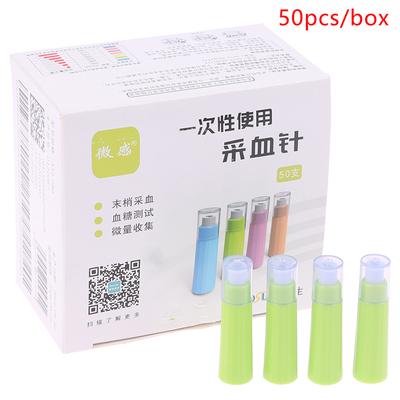 50 Peças de Lancetas Descartáveis de Coleta de Sangue com Micro-Sensor 28G com Swabs Agulhas para Amostragem de Sangue Periférico para Monitoramento da Saúde