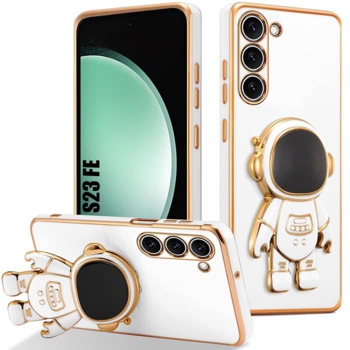 Coque Antichoc - BOOLING - pour Samsung Galaxy S23 FE - Silicone - Support Astronaute - Blanc