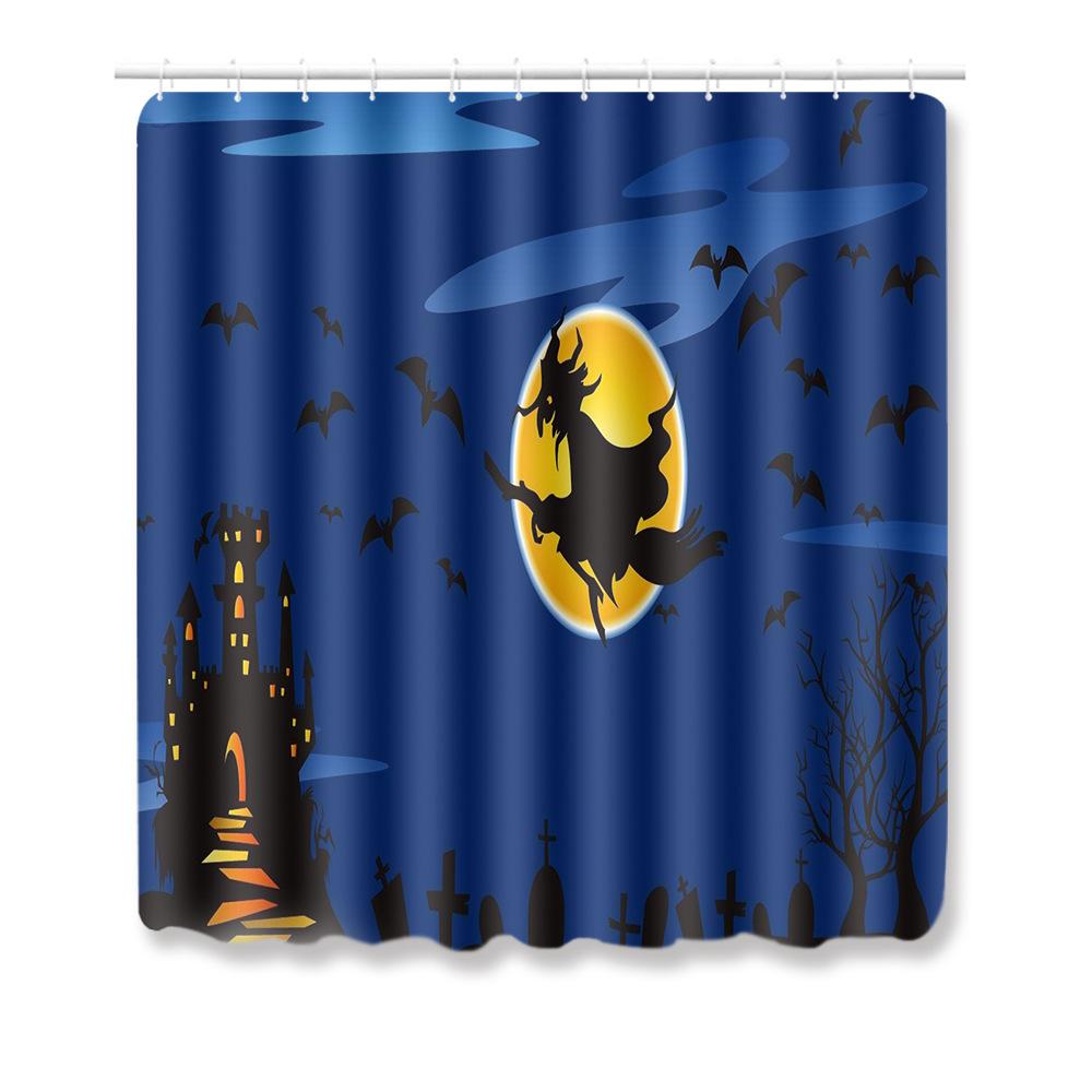 Halloween Shower Curtain Floor Mat Combination Four-Piece Household Door Mat Bedroom Non-Slip Carpet