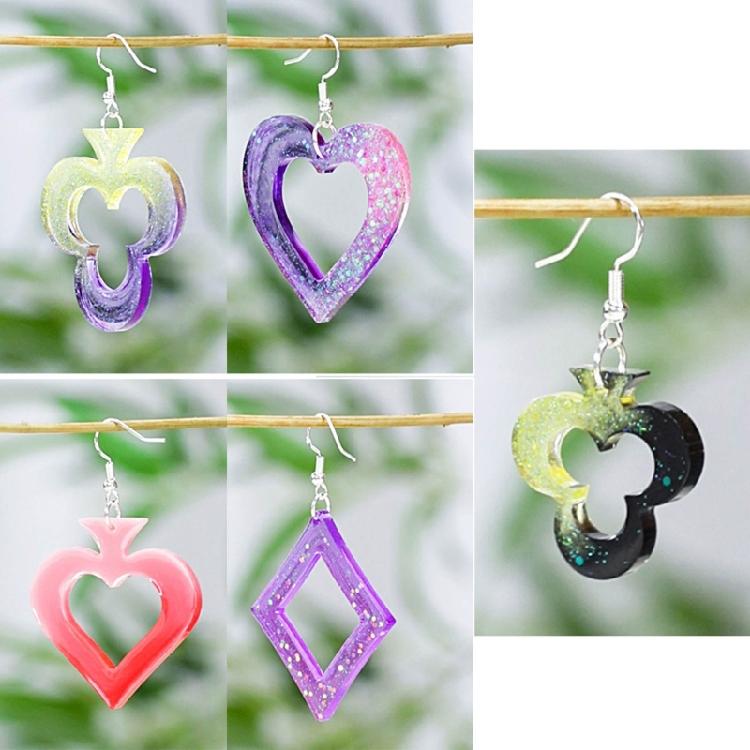 Playing Card Shaped Earring Pendant Mold DIY Keychain Backpack Neckalce Ornament Charm Epoxy Resin Silicone Mold