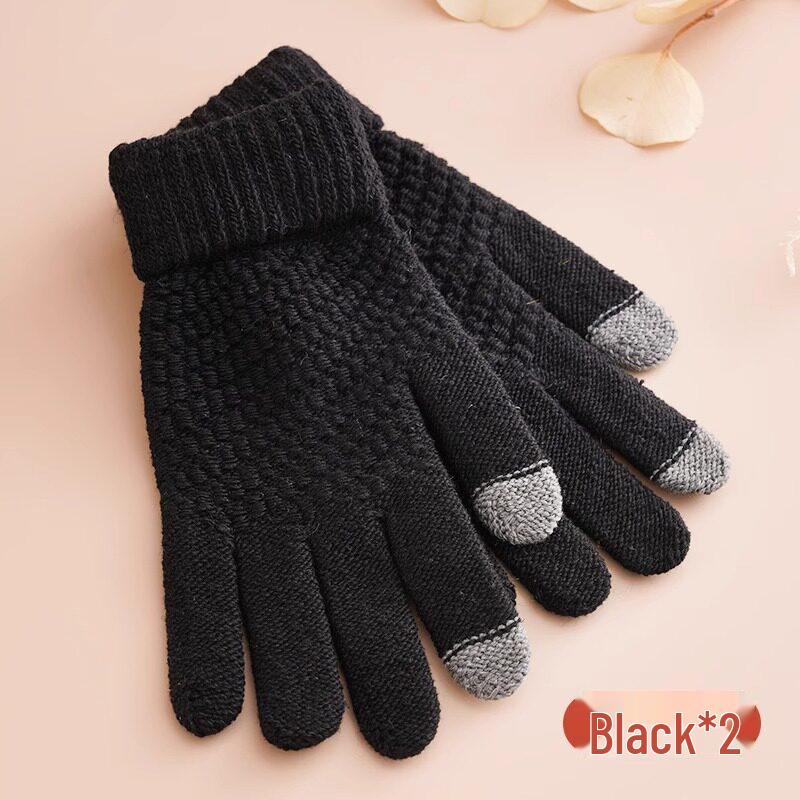 Plush Touchscreen Gloves: Warm, Thick Wool-Knit for Men & Women, Ideal for Autumn/Winter Cycling