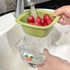 2024 New Double Drain Basket Fruit Washing Machine Cute Mini Fruit Tray Delicate Drain Basin Multi-purpose Kitchen Storage Box