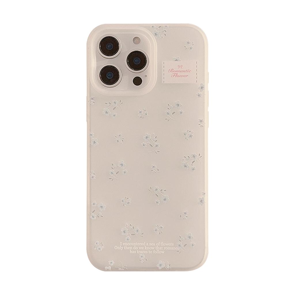 Blue Small Flowers Suitable for Apple 16 Mobile Phone Case 15promax Gentle Iphone17 Korean 13 Transparent Feeling 11