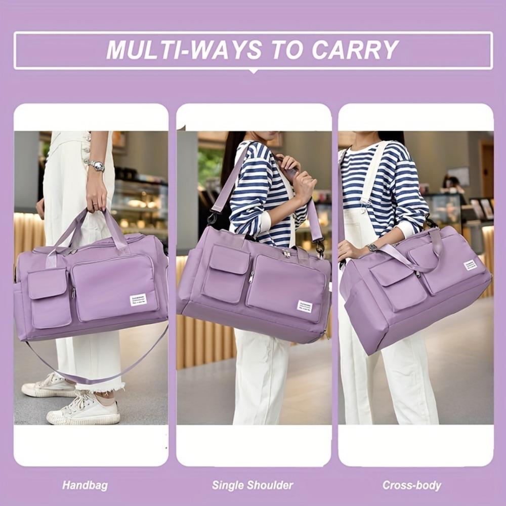 Unisex Large-capacity Travel Bag - Polyester, Fitness Bag with Multiple Compartments, Adjustable Shoulder Straps for Women's Duffel Bags, Fitness Bags