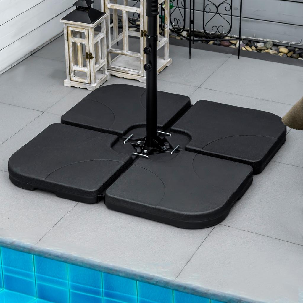 Weight Plates for Parasol Bases, Fillable, Weatherproof, 104cm X 104cm X 7.5H Cm, Black