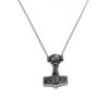 Men's Aged Stainless Steel Hammer Pendant Necklace with Retro Rope Design and Long Box Chain