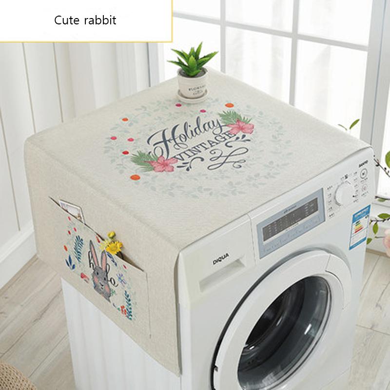 Geometric Cotton Linen Waterproof Dust Covers Washing Machine Covers Refrigerator Organizer Fridge Dust Cover Home Decor Lavador