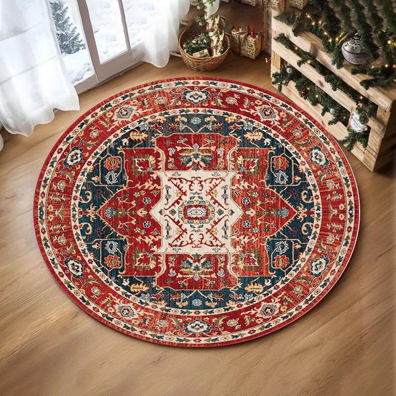 Trendiger Persischer Druck Runder Teppich Wohnzimmer Sofa Teppich Heimdeko Schlafzimmer Weicher Teppich Lounge Zimmer Couchtisch Yogamatte Stuhlmatten