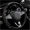 2 PCS Steering Wheel Cover, Segmented Car Wheel Covers With Crystal Rhinestones, Non-Slip Protector Bling Sparkly Decoration For Most Steering