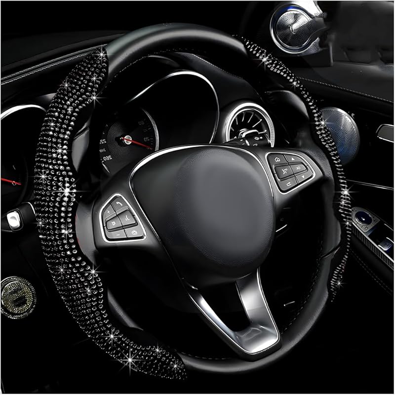 2 PCS Steering Wheel Cover, Segmented Car Wheel Covers With Crystal Rhinestones, Non-Slip Protector Bling Sparkly Decoration For Most Steering
