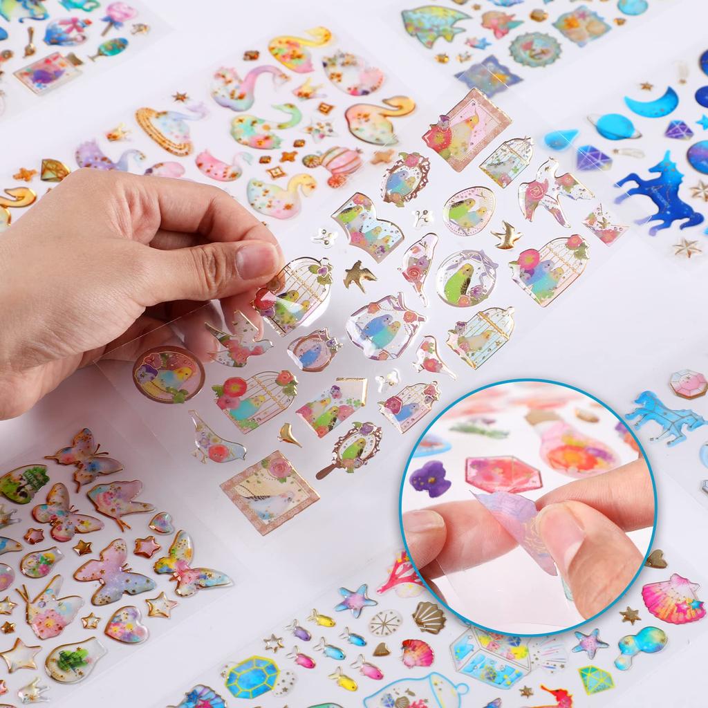 SANNIX Glitter Stickers for 14 Reward Planner Puffy 3D Reward Planner Marine Flower Girls, Sheets, Stickers, Stickers, Stickers, Glitter, Heart,