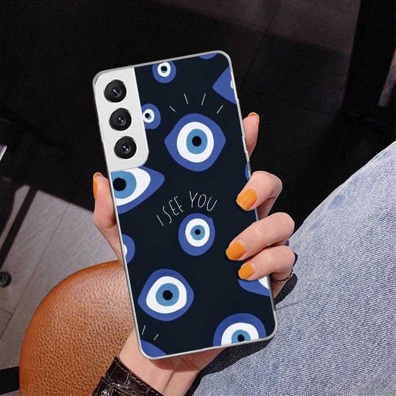 Glücksbringer Blauer Böser Blick Handyhülle für Samsung Galaxy S26 S25 Edge S23 S24 Ultra S22 Plus S21 S20 FE Einzigartige Abdeckung Weiche Hülle Galaxy