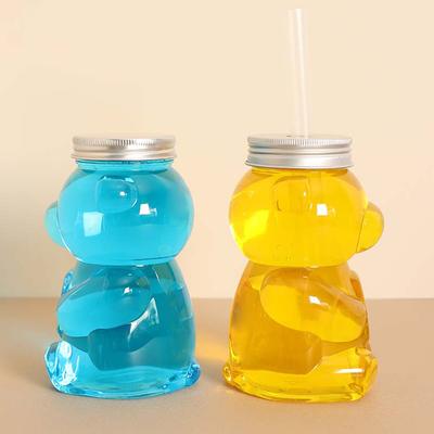 500Ml Kawaii Bear Water Bottle For Milk Tea Coffee Juice Portable Drinking Cup Transparent Beverage Drink Bottle With Lid