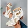 Women's Coarse Heel Sandals, High-heeled Hollow Shoes, Breathable and Comfortable Fishmouth Sandals