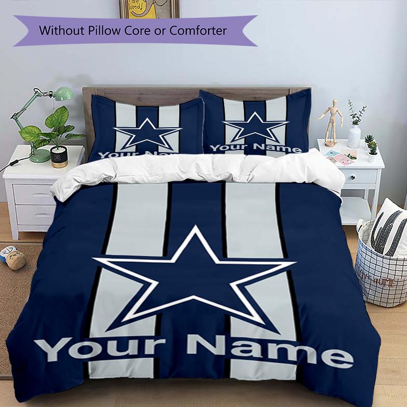 Cowboys Fan Gear Custom Name Text Print 1Pc Bedding Set Duvet Cover With Two Pillowcases Soft Bed Linen For Household Bedroom