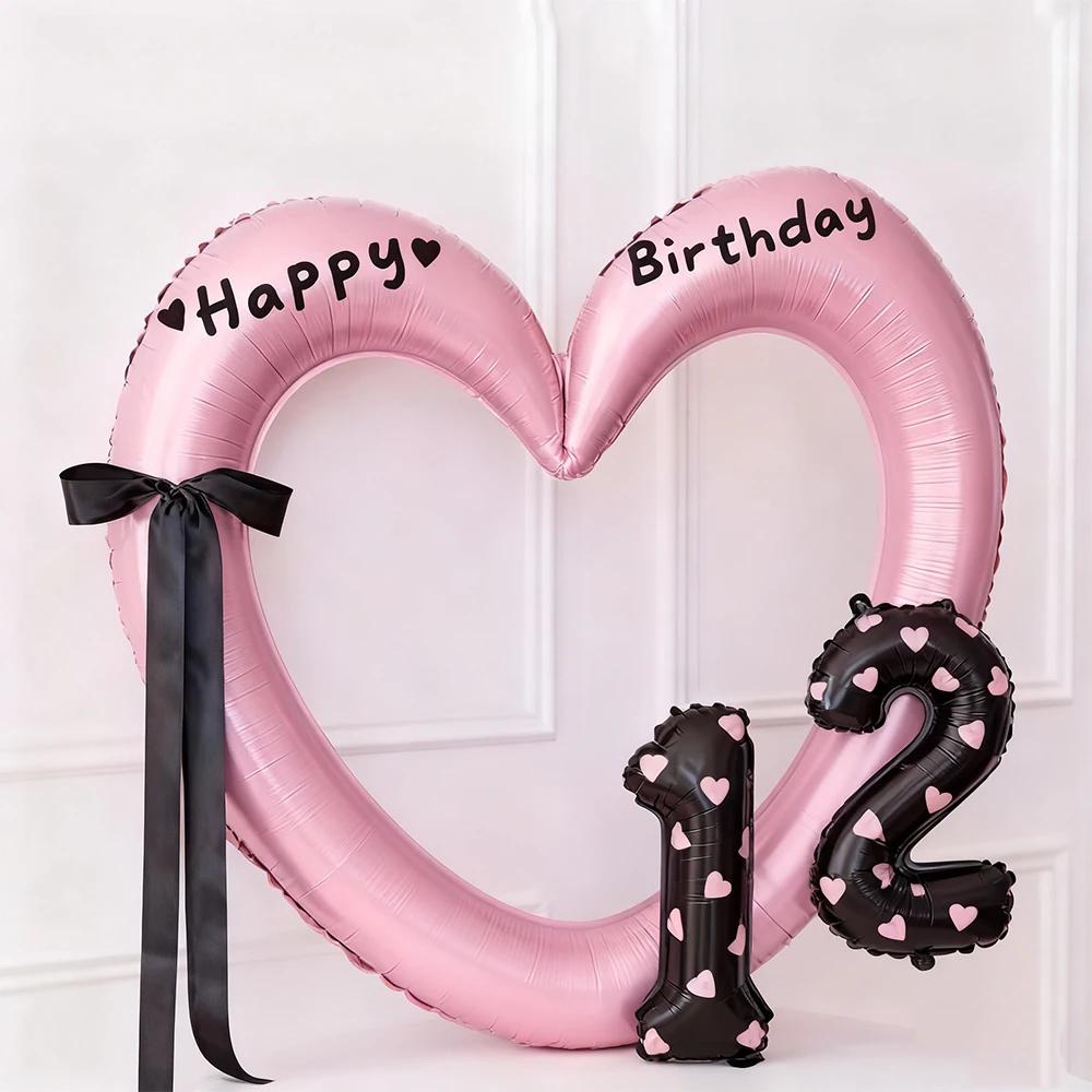 40 Inch Heart Hollow Balloon DIY Numbers 11-18 Ballons for Kids Birthday Party Gifts Decoration