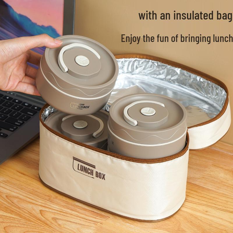 Nepropustný vícevrstvý izolovaný obědový box z nerezové oceli 304 pro kancelář a školu, vhodný do mikrovlnné trouby a přenosný